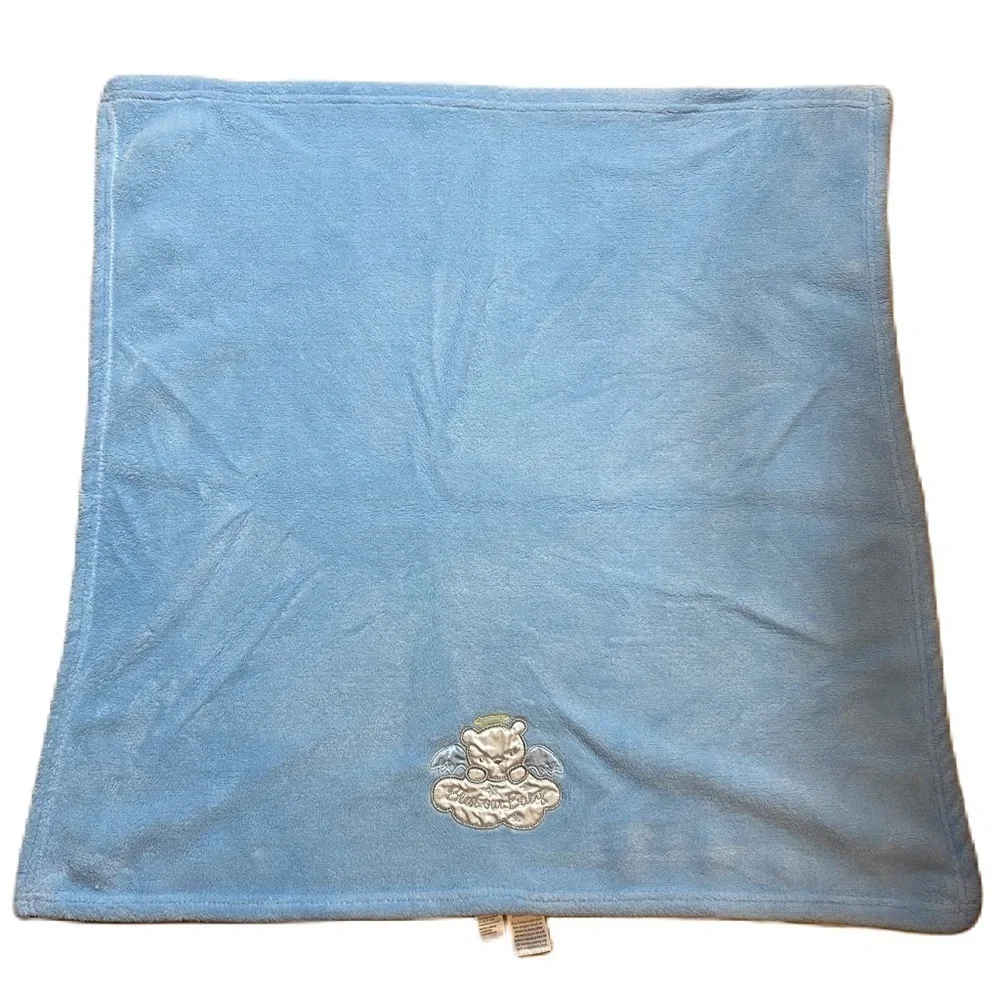 Baby Starters Blue Baby Blanket Bless Our Baby Angel Bear 30x30